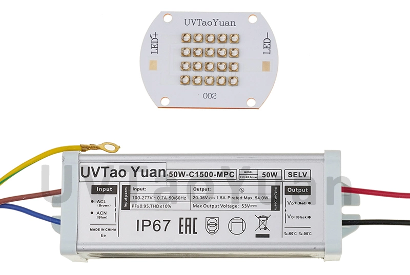 UVA LED High Power UV LED 50W 365/385/395/400/405nm 50W 60&deg; /120&deg;