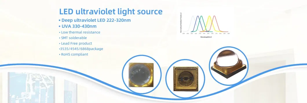 3W High Radiant Flux UV LED UV B LED 290 Nm 308 Nm 300nm 310nm 310nm LED 311nm 345nm340nm UVB LED with Copper PCB